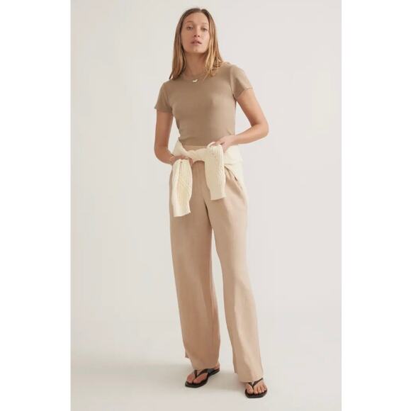 Marine Layer Allison Trouser Wide Leg Pants in Taupe Size Medium - Picture 10 of 10